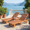 Patio Chaise Lounge Chair Solid Wood Slatted Recliner with Adjustable Backrest-Set of 2 - Gallery View 1 of 8