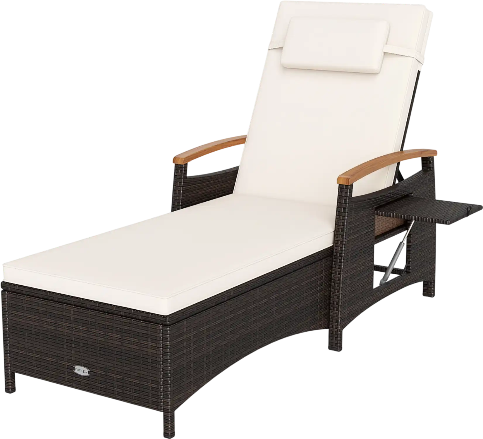 Costway Patio Chaise Lounge 7-Level Adjustable Backrest Removable Cushion Poolside 82216183 New