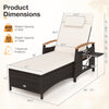 Patio chaise lounge with 7-level adjustable backrest, removable cushion, and premium PE rattan for poolside comfort.