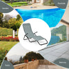 Light green folding patio chaise lounger with rocking design, ergonomic backrest, and breathable fabric for outdoor.