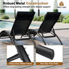 Patio chaise lounges set of 2 with heavy-duty metal frame and adjustable backrest for outdoor relaxation.