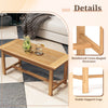 Rectangular 36-inch patio coffee table with slatted teak wood top and stable support legs, ideal for outdoor use.