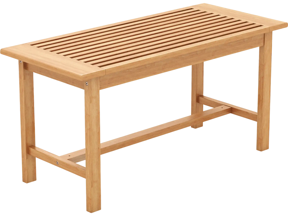 Patio Coffee Table 36 Inch Rectangular Outside Side Table with Slatted Tabletop