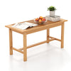 Rectangular 36-inch patio coffee table made of teak wood with slatted tabletop, ideal for outdoor use and versatile.