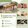 Patio coffee table with slatted tabletop, made of high-quality wood, ideal for outdoor use by the poolside or deck.