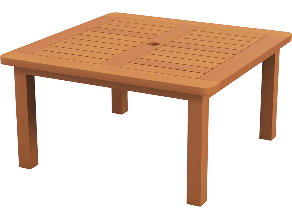 Patio Coffee Table with Umbrella Hole and Teak Oil Finish