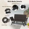 Detail shot of the patio convertible sofa showcasing adjustable footpads, robust hinges, and fixing clips for stability.