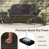 Patio convertible sofa for 2 in gray with quick dry foam, showcasing armrests and PE rattan, ideal for outdoor.