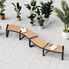 Patio Curved Bench with Slatted Seat and Metal Legs-2 Pieces - Gallery View 1 of 10