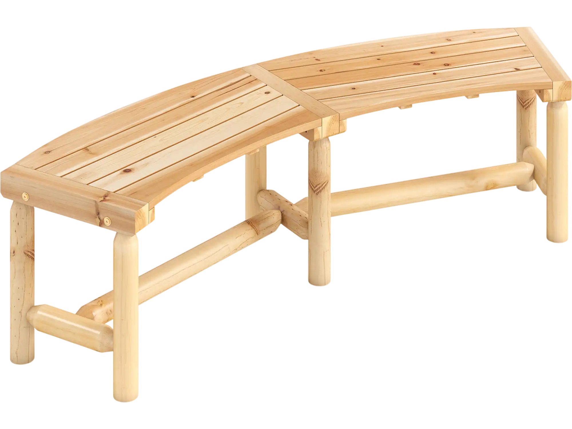 Costway Curved Solid Wood Fire Pit Patio Bench Backless Loveseat 45491233 New
