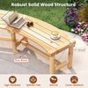 Curved solid wood patio bench made of fir and pine, designed for outdoor use, supports 2-3 people comfortably.