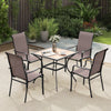 Patio dining chair set featuring wide seats and a heavy-duty metal frame, perfect for outdoor dining and relaxation.