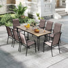 Patio dining chair set featuring wide seats and heavy-duty metal frames, perfect for outdoor dining in gardens or.