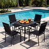 Stackable outdoor armchairs with metal frame, featuring breathable mesh fabric, ideal for poolside dining and.