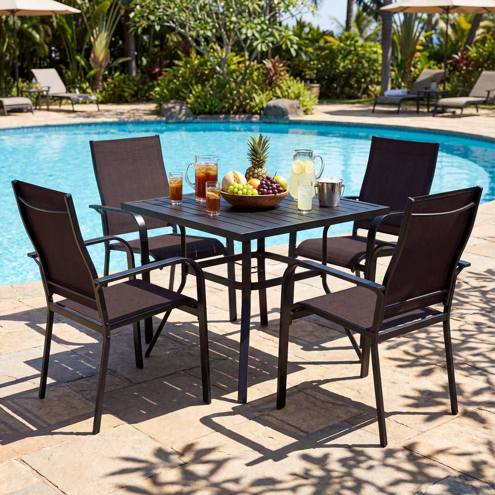 Patio Dining Chairs Set of 2/4/6 Stackable Outdoor Armchairs-Set of 4 - Gallery View 1 of 6