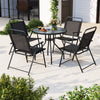 6 Pieces Patio Dining Set Folding Chairs Glass Table Tilt Umbrella for Garden-Gray - Gallery View 1 of 11