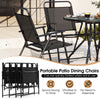 Folding patio dining chairs with ergonomic armrests and breathable fabric, perfect for outdoor relaxation and easy.
