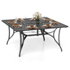 Square black patio dining table for 8 with umbrella hole, featuring a spacious 60" x 60" top for outdoor dining.