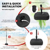 Fillable patio umbrella base in black, designed for 1.5-inch poles, easy to transport and fill with sand or water for.