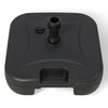 Top view of a fillable black patio umbrella base with handle, made of durable HDPE, perfect for outdoor stability.
