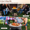 Patio fire pit in black with grill and ash box, ideal for heating and barbecuing in outdoor settings.