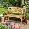 Patio foldable bench showcases a classic design with a slatted seat, perfect for comfortable seating in gardens or patios.