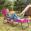 Patio Foldable Recline Lounge Chair with Adjustable Backrest and Footrest-Pink - Gallery View 1 of 10