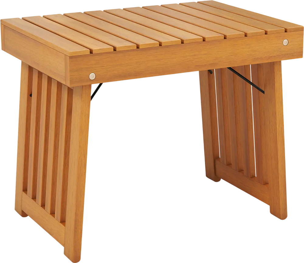 Patio Foldable Side Table with Slatted Tabletop for Backyard