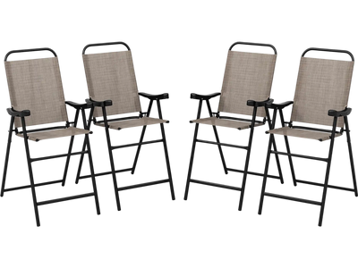 Costway Patio Folding Bar Stool Set of 4 Metal Frame Footrest 95463271 New