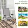 Gray patio folding chair with rustproof metal frame, ideal for backyard, poolside, and camping use.