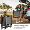 Set of 4 gray patio folding chairs with cozy fabric and heavy-duty metal frame, ideal for backyard relaxation.
