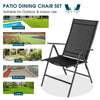 Adjustable black folding dining chair set with breathable fabric, perfect for poolside, garden, or balcony use.