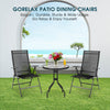 Adjustable black patio folding dining chairs with ergonomic design, perfect for outdoor relaxation and easy storage.