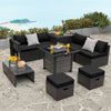 Outdoor 9 Pieces Patio Furniture Set with 50,000 BTU Propane Fire Pit Table-Black - Gallery View 1 of 9