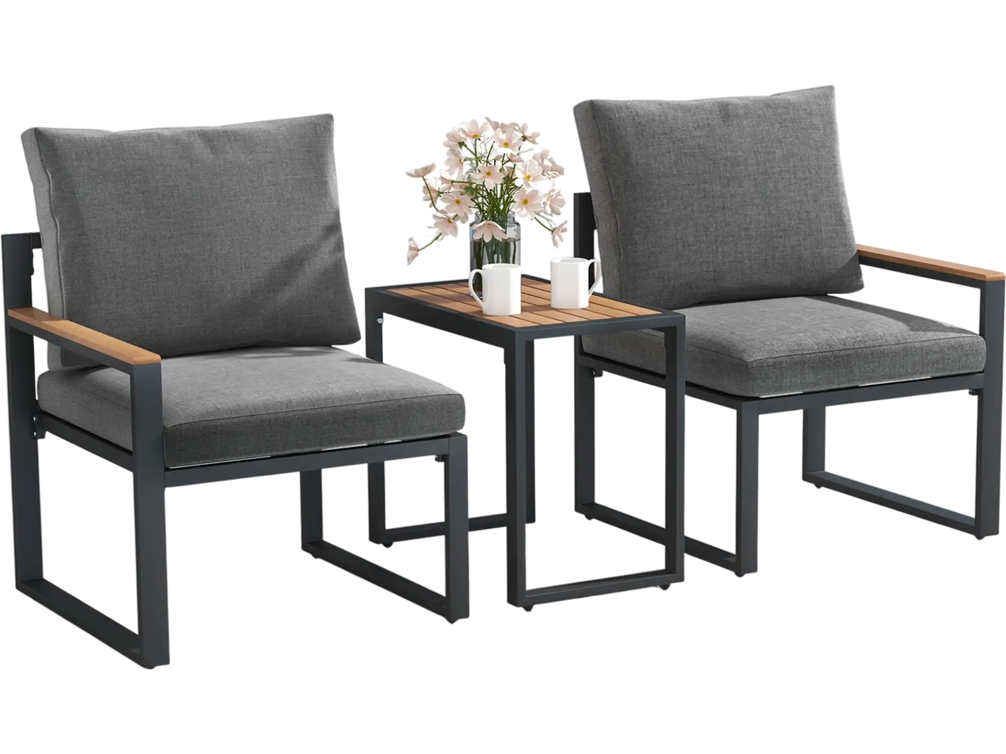 Costway 5-Piece Aluminum Outdoor Conversation Set Gray 56378421 New