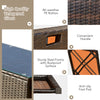 Close-up of the outdoor patio furniture set featuring all-weather PE rattan, tempered glass top, and sturdy steel frame.