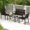 4-piece patio furniture set featuring brown/black PE rattan and a galvanized metal frame, perfect for outdoor.