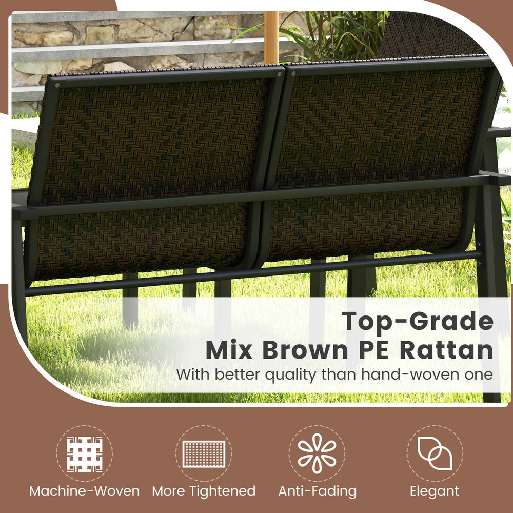 Back view of the 4 pieces patio furniture set featuring top-grade mix brown PE rattan for outdoor elegance and.