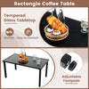 Rectangle coffee table with smooth tempered glass top and adjustable footpads, perfect for outdoor patio use.