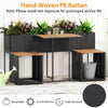 Patio furniture set featuring a raised garden bed with slatted bottom, made of sun-proof PE rattan and acacia wood.