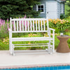 2 Seats Outdoor Glider Bench with Armrests and Slatted Seat-White - Gallery View 1 of 10