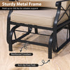 Sturdy metal frame of the patio glider rocking chair with reinforced crossbars and anti-slip foot pads for stability.