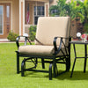 Patio Glider Rocking Chair with Thick Cushion and Curved Armrest-Tan - Gallery View 1 of 9