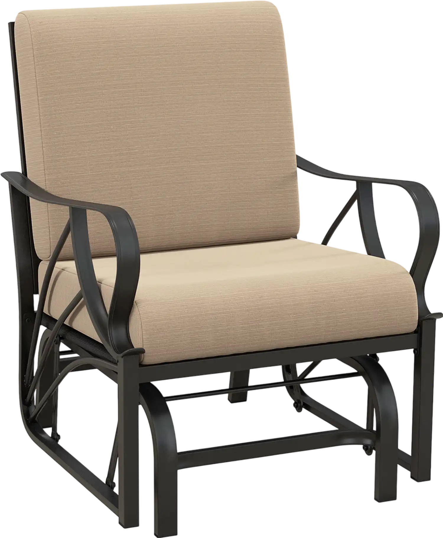 Costway Patio Glider Rocking Chair w/ Thick Cushion Curved Armrest 85913674 New