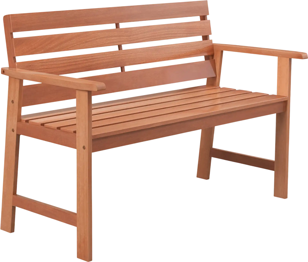 Patio Solid Wood Bench Wood 2-Seat Chair with Breathable Slatted Seat & Inclined Backrest
