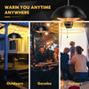 1500W electric patio heater with IPX4 waterproof design, providing 360° warmth for outdoor and indoor settings.