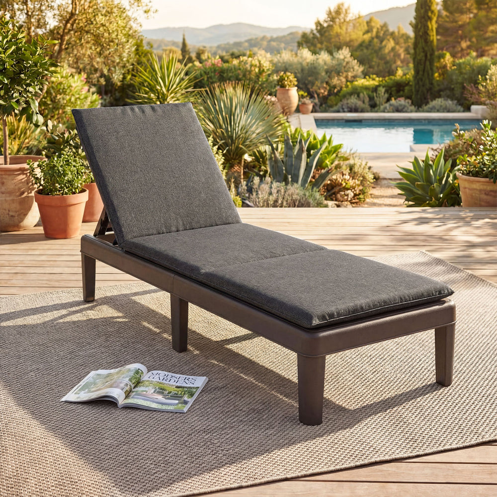 Patio Lounge Outdoor Recliner Chair with Cushion 3-Position Adjustable Backrest-Gray - Gallery View 1 of 4