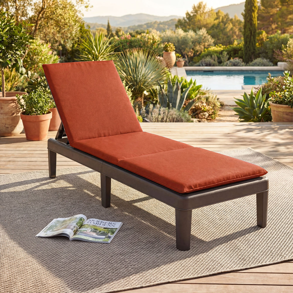 Patio Lounge Outdoor Recliner Chair with Cushion 3-Position Adjustable Backrest-Orange - Gallery View 1 of 4