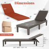 Patio lounge outdoor recliner chair with orange cushion, featuring a 3-position adjustable backrest and rattan texture.
