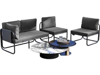 Costway Patio Loveseat Sofa Couch Gray Removable Pillows Seat Cushion 413628759 New